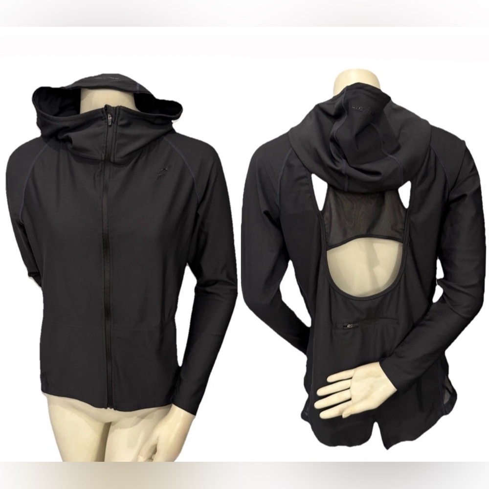 Flag Nor Fail Open Back Athletic Hoodie • Women’s Small • Black Zip Jacket